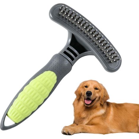Peigne démêlant pour chiens et chats à poils longs, double rangée, 39 dents, râteau à fourrure avec deux rangées de broches pour chats, chiens, lapins, chevaux (1/5)