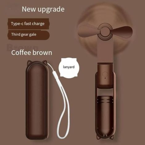 Ventilateur De Poche - Rechargeable USB - Lampe De Poche Et Banque D Alimentation - Extérieur - 1500 Maha - Coffee