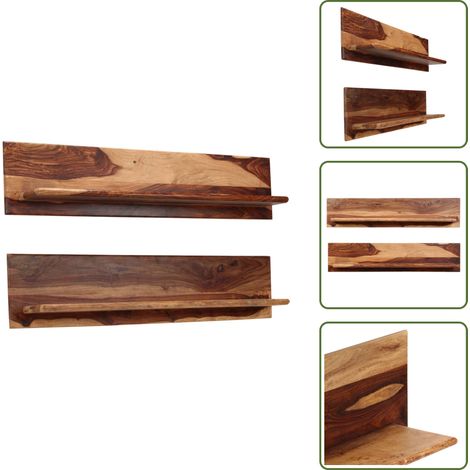 vidaXL Wandregale 2 Stk. 118x26x20 cm Massivholz (1/5)