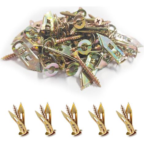 60 Pcs Self Drilling Drywall Dowel Kit Zinc Plated Impact Dowels with Screws for Plasterboard Fixings (1/5)