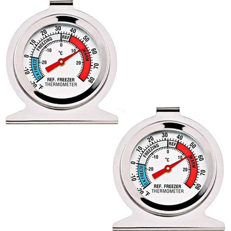 Thermomètre Pour Réfrigérateur - Acier Inoxydable - Plage -30 À 20 °C - Pour Réfrigérateur Et Congélateur - 4 Pièces