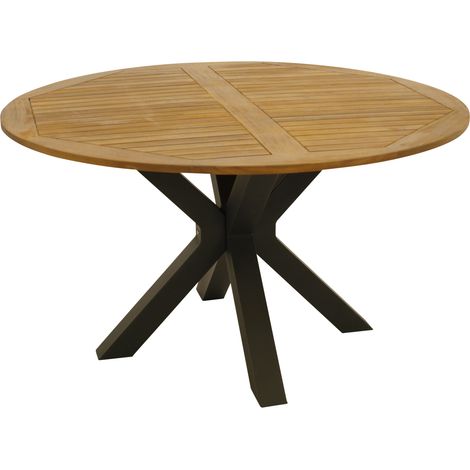 Tisch MADEIRA 130cm rund, Metall anthrazit + Akazie geölt, FSC®-zertifiziert (1/5)