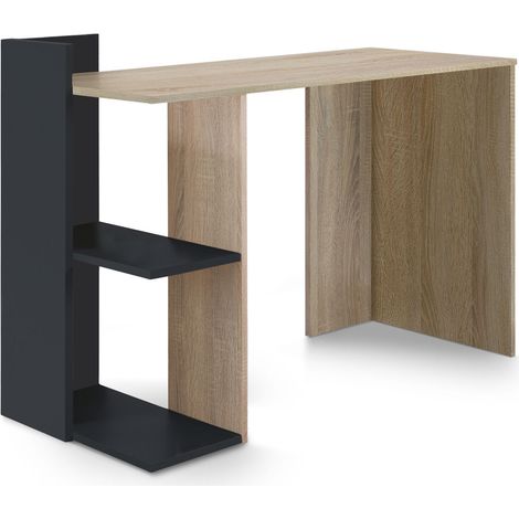 Home Heavenly®- Escritorio, Mesa despacho Oficina Tokyo, Mueble multifunción con estantería 120x50x86 cm Color: Roble/Gris (1/5)