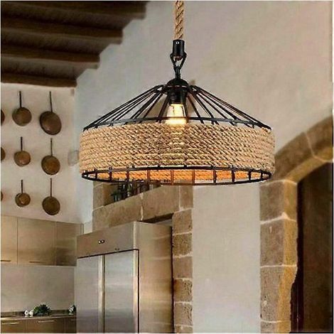 Lustre style campagnard américain parfait / Lustre en fer / Style rétro créatif / Idéal pour bar, café, bureau, couloir / Suspension lumineuse / Diamètre 43 cm (1/5)