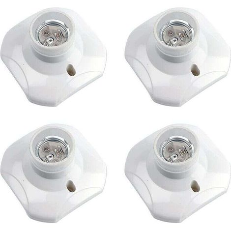Douille Plafond E27 à Visser, Douille E27 Garage, AC 220-240V, Support Douille pour Ampoule LED, Base Plafonnier Culot E27, Base de Lampe Plastique Blanche pour Lampe au Mur, lot de 4