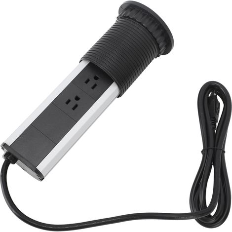Multiprise escamotable encastrable avec 2 ports USB 3, protection contre les surtensions, prise américaine 110 V pour plan de travail (1/5)