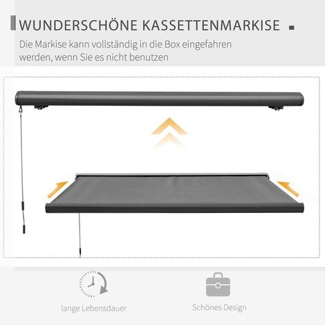 Store motorisée avec télécommande, kit de montage inclus, cadre métallique, gris foncé, 3 x 2,5 m (1/5)