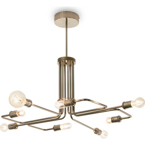 Sospensione Industrial-Minimal Triumph Metallo Ottone 8 Luci E27 (1/3)