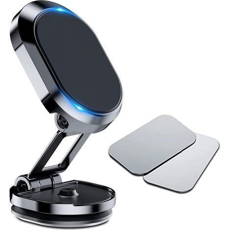 Support Téléphone Voiture Magnétique Pliable Aimant Téléphone Voiture avec Base Pliable 360° Rotation Universel Porte Portable Voiture Compatible avec Samsung iPhone pour Tous Les Smartphones (1/5)