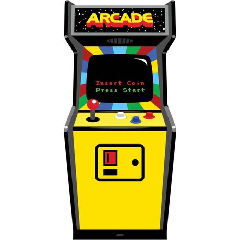 Figurine en carton Borne d'arcade années 80 multicolore, insert coin Press Start Haut 184 cm (1/4)