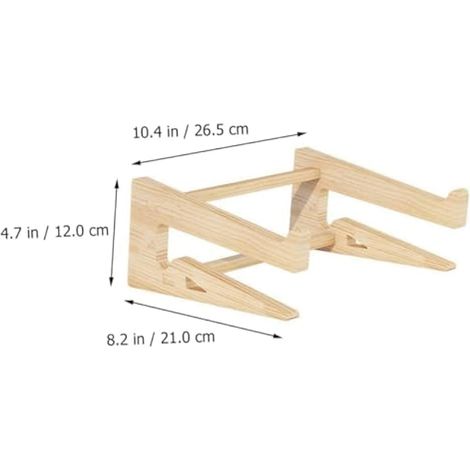 Support ergonomique en bois pour ordinateur portable - 1 pièce - Pour bureau, magasin - Rangement élégant - Finition kaki (1/5)