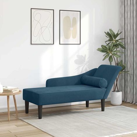 Chaiselongue mit Kissen Blau Samt