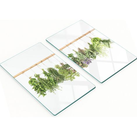 Dekorative Glas-Schneide- und Servierbretter mit Kräuterschnur, 2 x 30 x 52 cm (1/5)