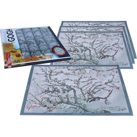 Set aus 4 Unterlagen - V. van Gogh, Blooming Almond, Silber (Carmani)