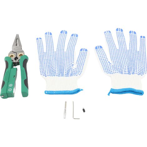 Pince dénuder 8 en 1 avec testeur tension – Coupe-câble sertisseuse splitting électricien antidérapant inox vert, électricité (1/4)