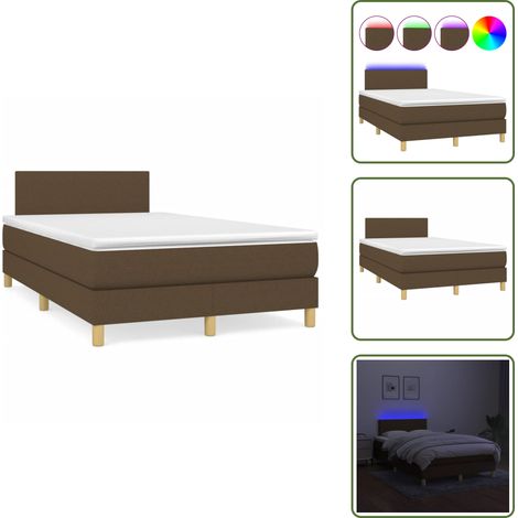 The Living Store Sommier à lattes de lit matelas et LED marron foncé 120x190 cm - Sommier avec matelas (1/5)