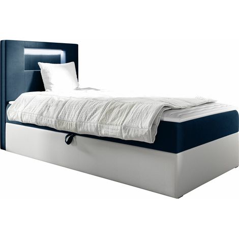 Lit boxspring Lucus V, Soft 017 + Fresh 11, Continental, Unique, 80x200, Tissu, Faux cuir, Disponible, 82x212x104cm, LED: Disponible (1/5)