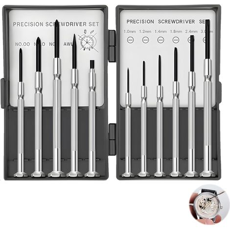 11 Pièces Mini Tournevis de Précision, Petit Kit de Tournevis de Précision en Acier Inoxydable Jeu D'outils D'horloger Kit de Réparation de Lunettes pour Montres Tablettes et Bricolage (1/5)