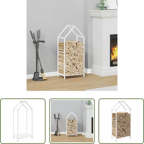 Bois de chauffage - Portant de bois chauffage blanc 40x25x90 cm (1/5)