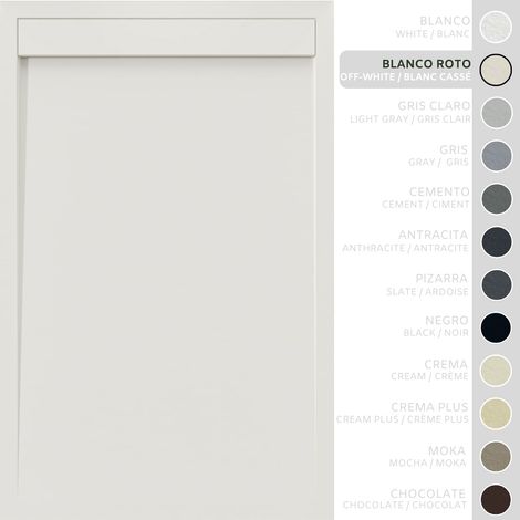 SOULBATH Receveur de Douche -Résine -Gel Coat -Texture Lisse/Pierre -Antidérapant -Couleur Blanc Cassé 200x90 Extra plat 3Cm Conception Minimaliste (1/5)