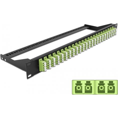 Delock Panel de parches de fibra 19 24 puertos LC Quad verde lima
