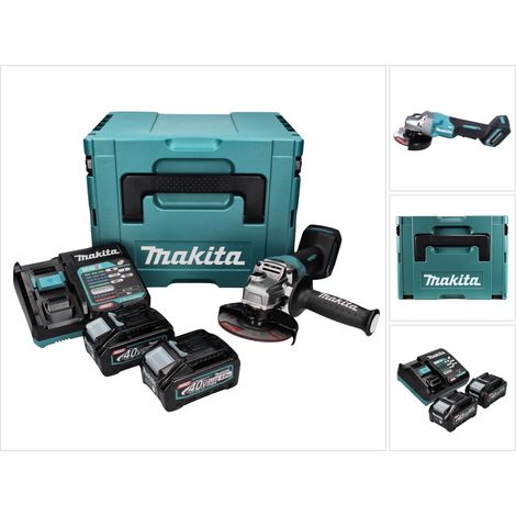 Makita Akku-Winkelschleifer GA016GM201, 40 V, incl. 2x Akku XGT 4 Ah, Schnellladegerät, Schruppscheibe, Zubehör, MAKPAC (1/5)