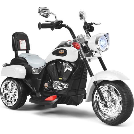 COSTWAY Motocicleta Eléctrica 6V para Niños, Moto Montable Alimentada a Batería, Faros Regulables (Blanco)