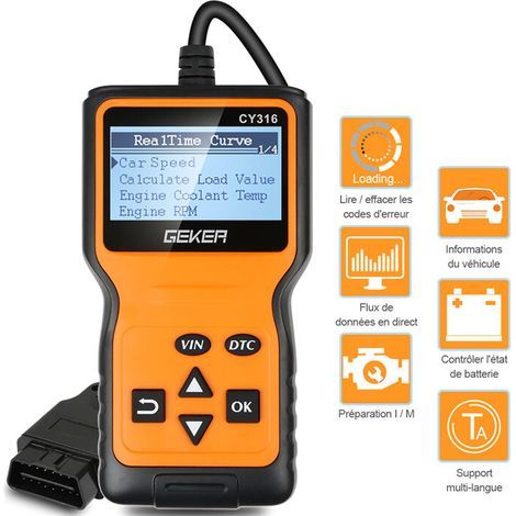 Outil de Diagnostic Voiture OBD2 Universel Lecteur de Code Valise Diagnostique Auto Scanner Diagnostic OBDII Support Français (1/5)