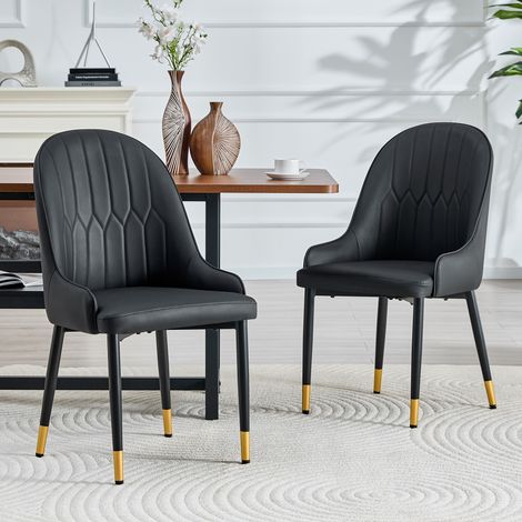 Silla de comedor 62,5x62,5x91 cm en polipiel negra, diseño moderno para cocina FLORAGRACE (1/5)
