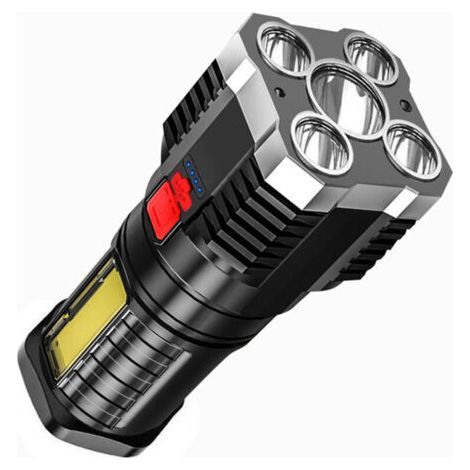 (Silver)Super Powerful LED Flashlight, LED Flashlight, Rechargeable Flashlight, Waterproof, Adjustable Zoom Flashlight for Camping Hiking Emergency (1/5)