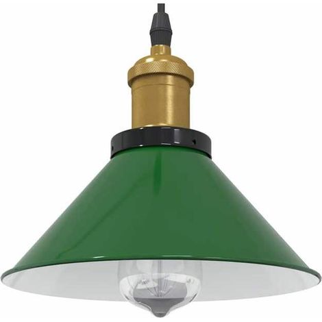 4103445 Lampe suspendue réglable hauteur E27 vert brillant 22cm métal (1/5)