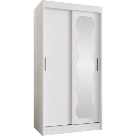 Armoire Hartford 578, Blanc, 200x100x62cm, Portes d'armoire: Coulissantes, Nombre d'étagères: 5