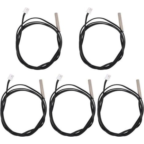 Cinq sondes de température étanches de 1 mètre, sondes à thermistance NTC 10k 3950 en acier inoxydable. (1/5)