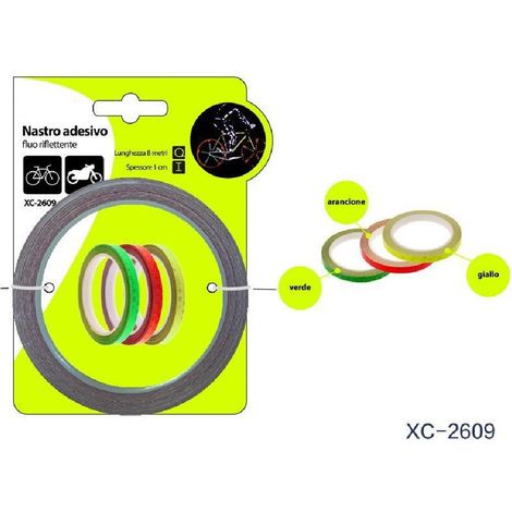 Wisdom - Nastro Adesivo Fluo Riflettente Catarifrangente Per Bici Moto Ciclismo Xc-2609 -