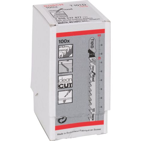 BOSCH T101D (100 PACK) (pkt of 100) Clean for wood 100mm