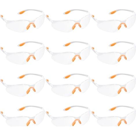 12 Pack Clear Safety Glasses with Rubber Insert on Nose and Ears Safety Glasses for Men, Women and Children (1/5)