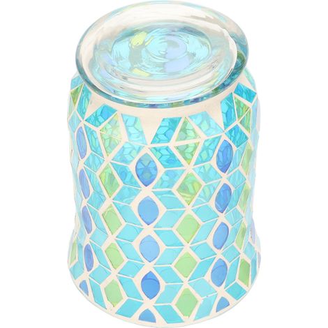 Bougeoir en mosaïque, fabriqué à la main, bougeoir en verre coupe-vent d'une grande finesse, idéal pour les cafés et les bars. (1/5)