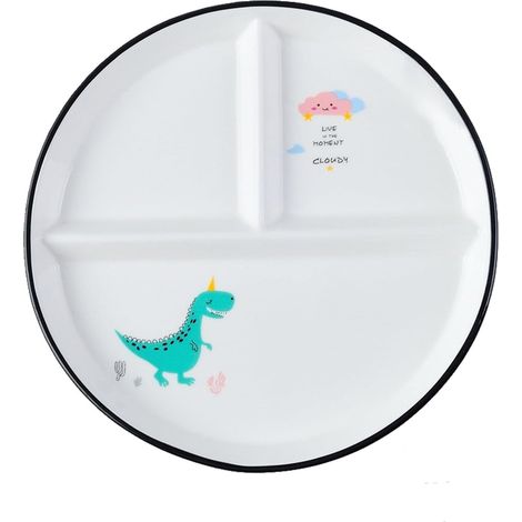 Assiette compartimentée en céramique JeiibrZui - Trois compartiments - Bol à apéritif et à salade - Compatible four et lave-vaisselle - Blanche (1/5)
