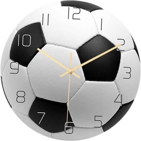 Batteriebetriebene Quarz-Wanduhr, 30 cm Durchmesser, runde Uhr für Zuhause, Büro, Schule, Kinderzimmer, Fußball-Dekoration (1/4)