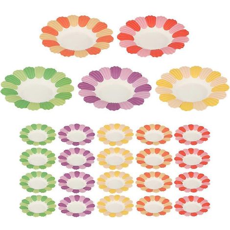 50 assiettes en papier jetables en forme de fleur, idéales pour les fêtes et les pique-niques.-13X13CM-Random Color (1/3)