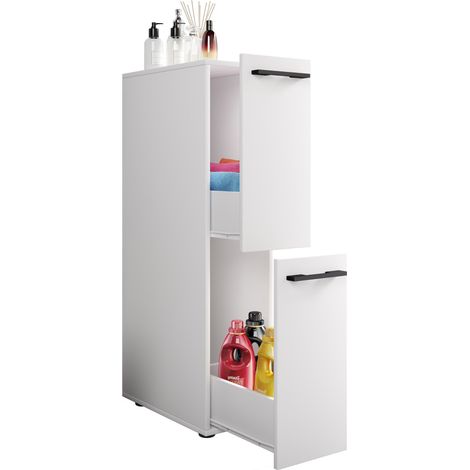 Mobile bagno VCM armadietto di nicchia Dimensioni: A. 110 x L. 25 x P. 50 cm 2 cassetti - Sadilo L (Bianco)
