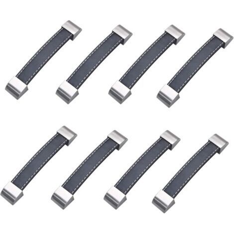8Pcs Poignée de Cabinet Poignées de Porte de Tiroir,Poignée de Cabinet Doux en Cuir PU pour Portes Armoires Armoires Valise,128mm (1/4)