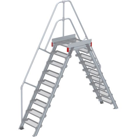 Euroline 512 Überstieg 60° 600mm Stufenbreite 2x9 Stufen Stahl Gitterrost