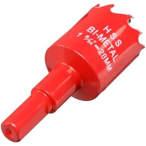 Scie cloche bimétallique 28mm M42 pour fer, aluminium, bois et cloison sèche avec foret de centrage (1/4)