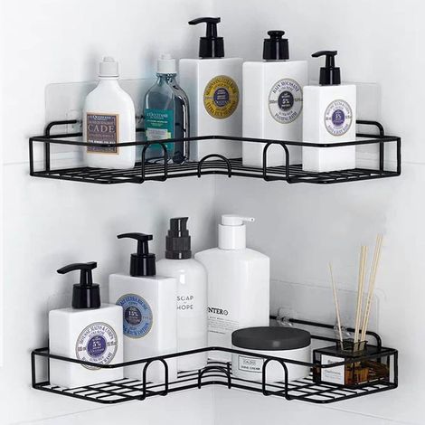 Etagere Douche, Etagere Rangement Salle de Bain,Panier de Douche Dangle avec Crochets/Plateau de Savon,Etagere Douche sans percage,étagère Salle de Bain,Rangement Douche,Dortoir et Cuisine (1/5)