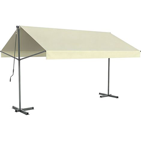 Toldo doble pendiente manual 4 x 1,5/1,5 m beige repelente al agua ISEO