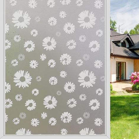 Película para ventanas de privacidad día y noche, 50 x 400 cm, estática, no adhesiva, con protección UV, para el hogar y la oficina, diseño de girasol (1/5)