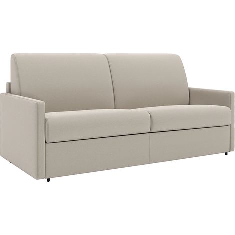 Canapé 3 places convertible express en tissu beige - Couchage 140 cm - Matelas 14 cm CALIFE (1/5)