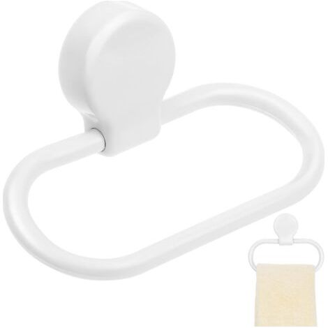 BUNTHAUS Anneau porte serviettes mural en ABS blanc, autocollant, rectangulaire, pour salle de bain, cuisine, WC (1/5)