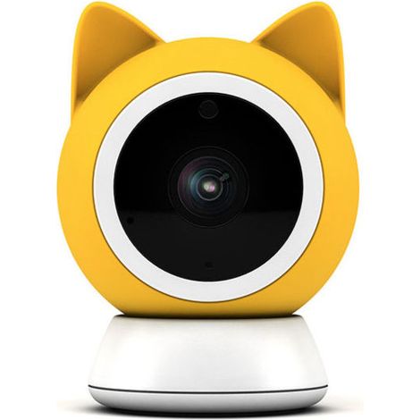 Petoneer PC001 Telecamera IP per Animali Domestici WiFi 1080p Visione Notturna Audio Bidirezionale MicroSD 256 GB colore Nero Bianco Giallo